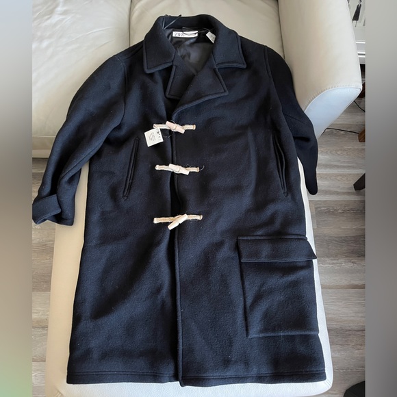 NWT - Zara ZW Limited Edition Women’s Toggle 75% Wool Blended Coat - Size L - Picture 6 of 16